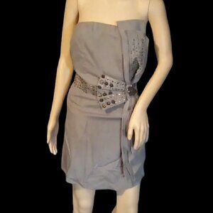 Lulumari Gorgeous Evening Strapless Rockstud Bow Dress - L